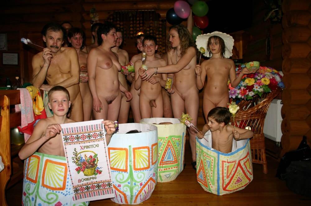 Easter Group Memories pics - People come together in unity with nature to take off their clothes